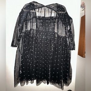 Free People Polka Dot Tulle Babydoll Dress